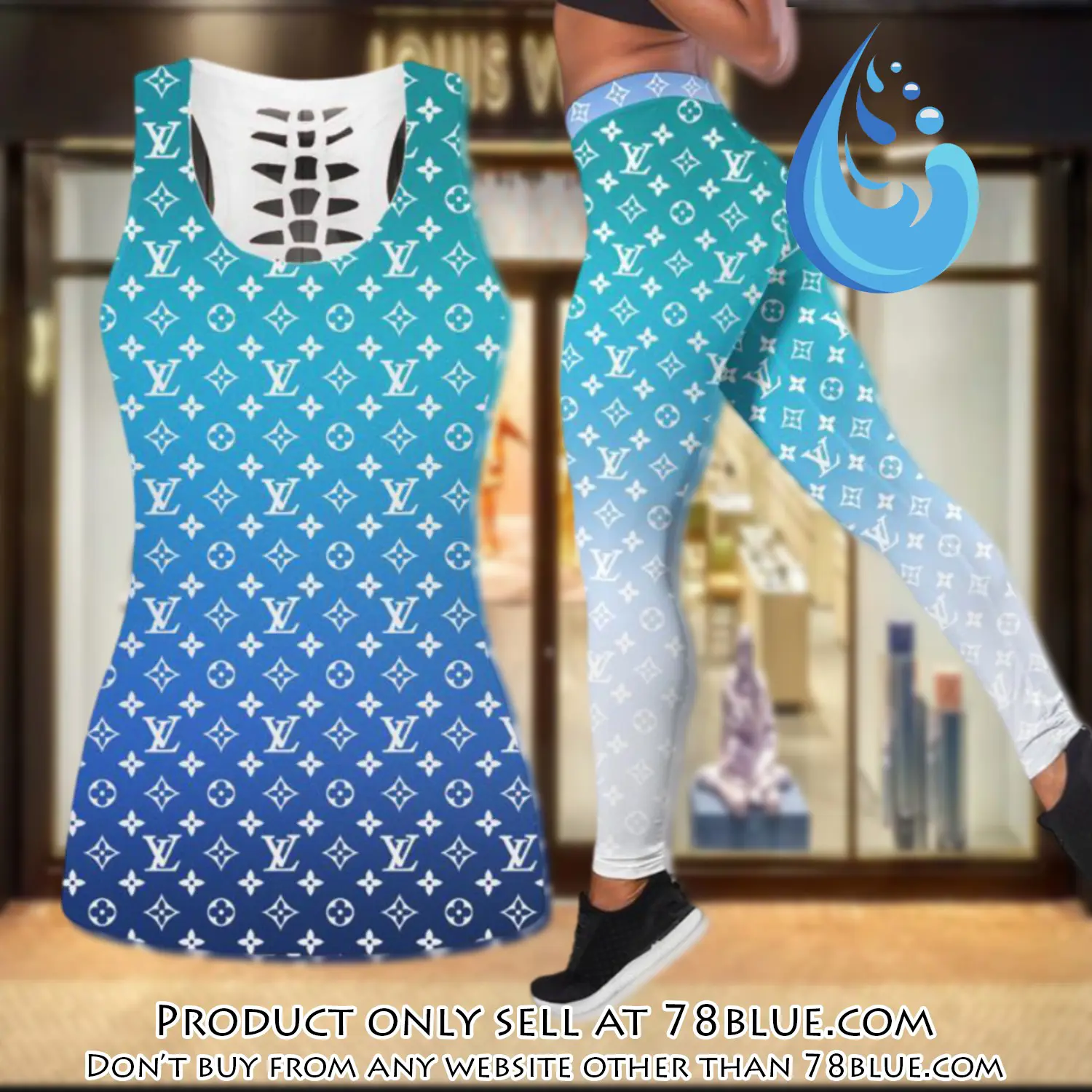 Louis vuitton gradient tank top leggings set luxury brand lv for women yoga gym 78b0947067